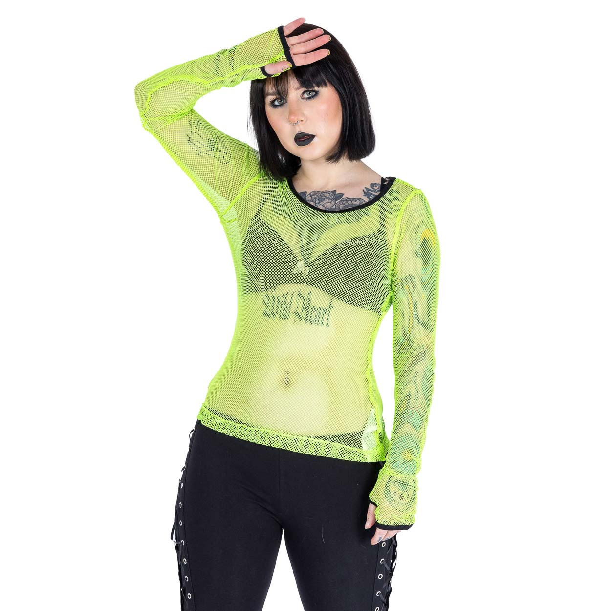 Poizen Industries | Neon-groene gaas top, Future