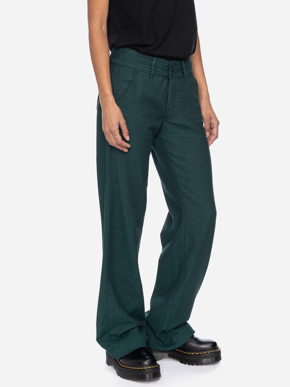 ATO Berlin | Pantalon Lilia, met groen zwart visgraat patroon