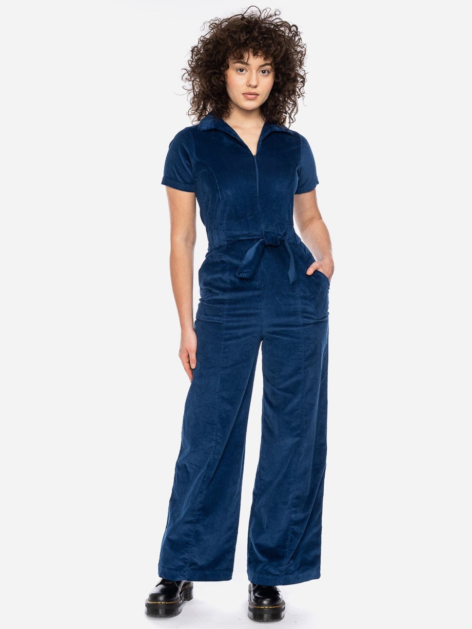 ATO Berlin | Jumpsuit Olivia van biologisch blauwe ribcord katoen mix