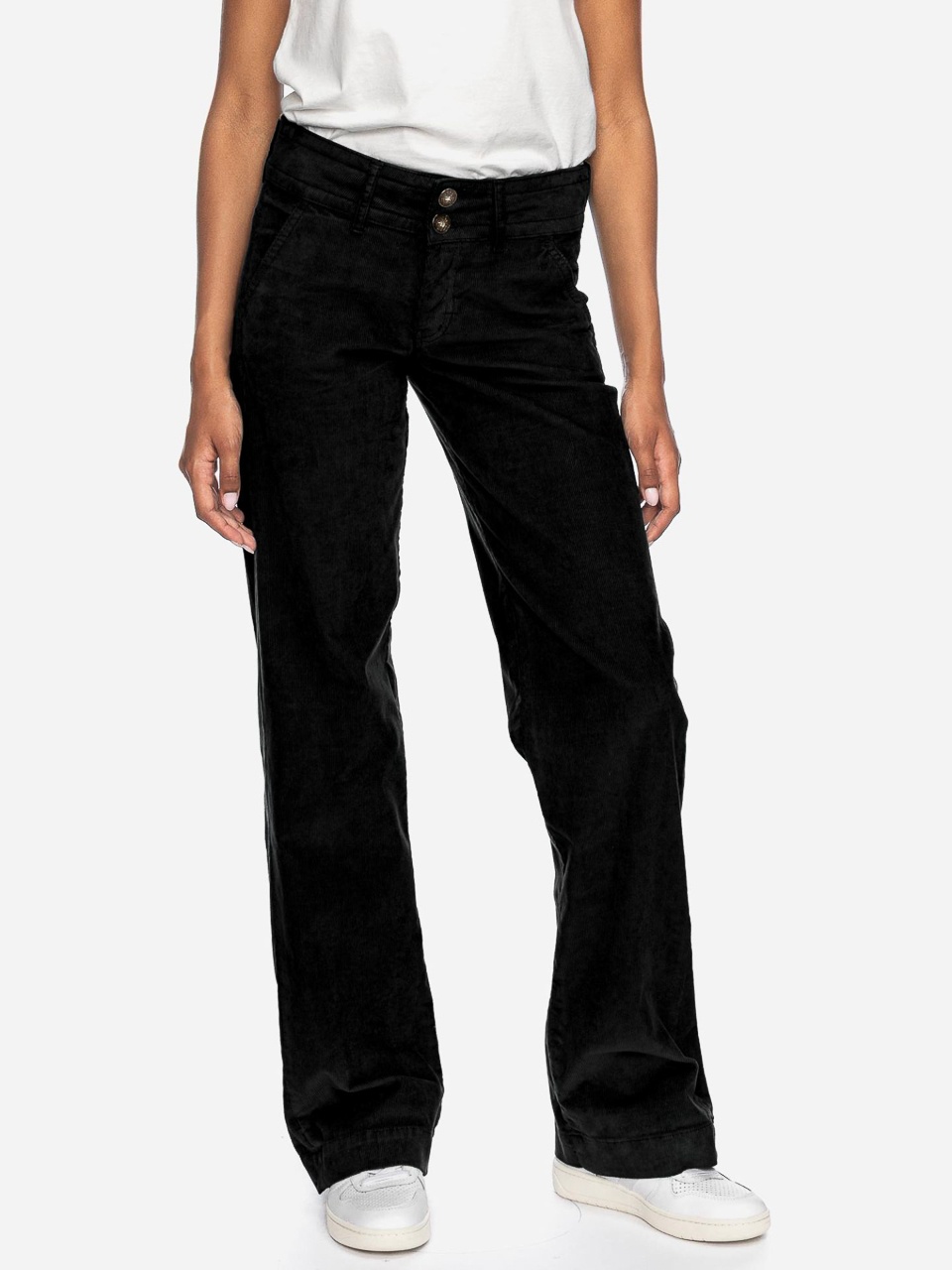 ATO Berlin | Dames pantalon Lilia, van fijne zwarte ribcord 