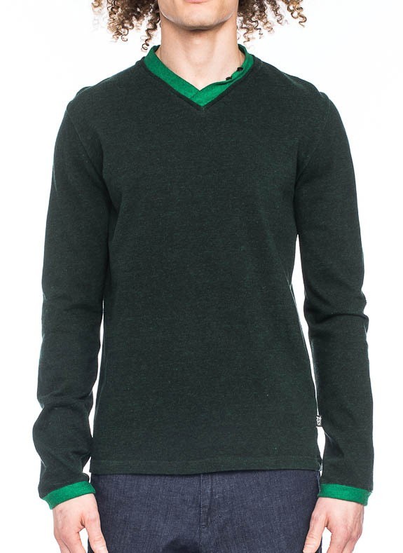 Ato Berlin-Shirt Fritze lange mouw, zwart met groene boorden Ato Berlin-Shirt Fritze lange mouw, zwart met groene boorden