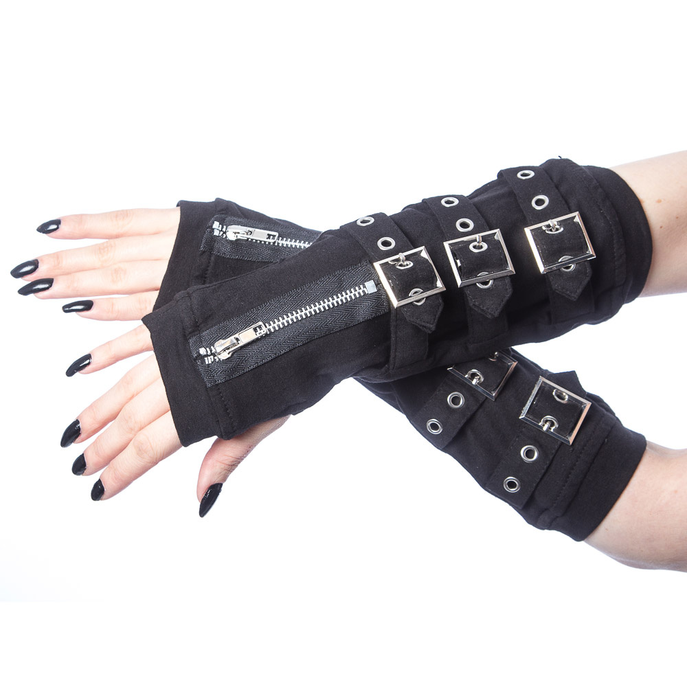 Poizen Industries | Armwarmers Omega zwart, buckles en rits Poizen Industries | Armwarmers Omega zwart, buckles en rits