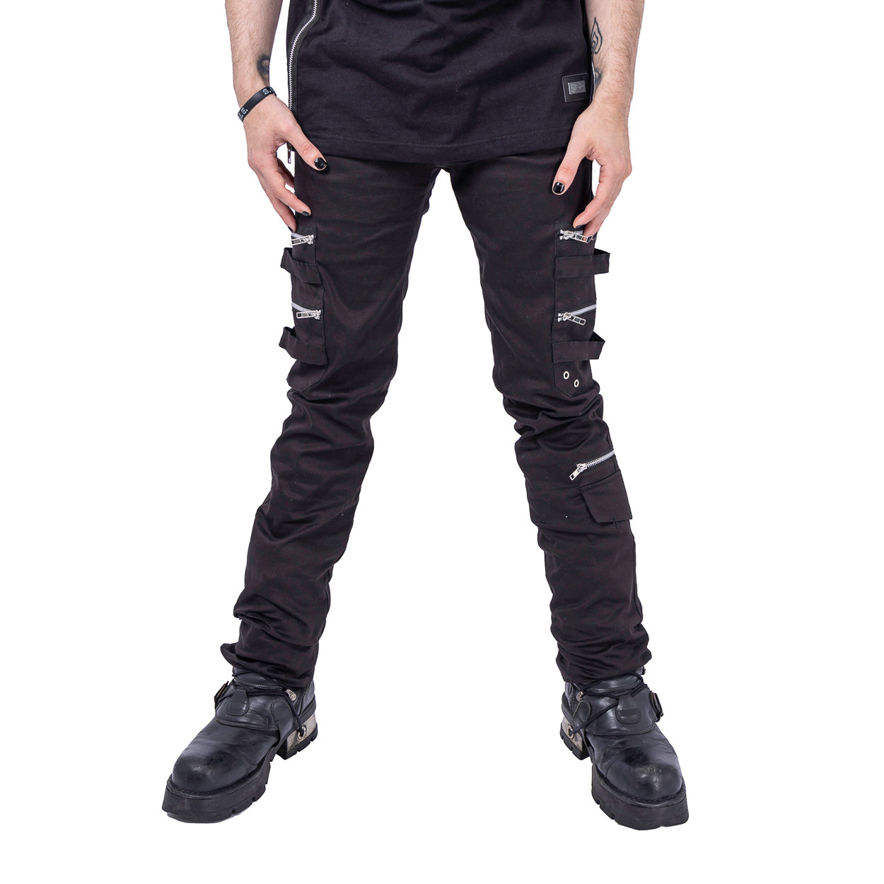 Vixxsin | Punk broek Gideon, aansluitend model met ritsen en zakken