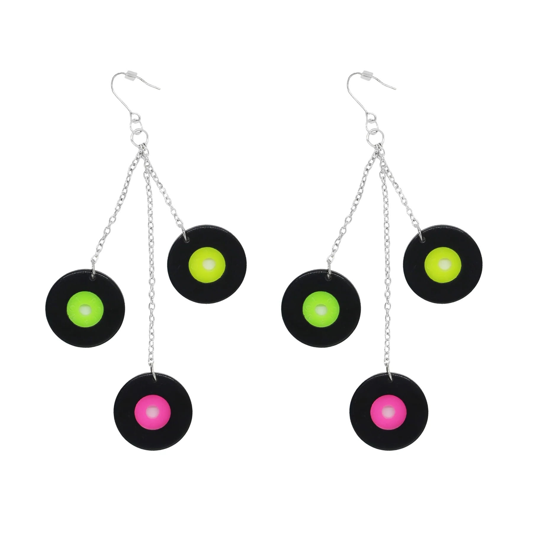 Zacharia | Oorbellen met 3 gekleurde LP hangertjes aan een kettinkjes