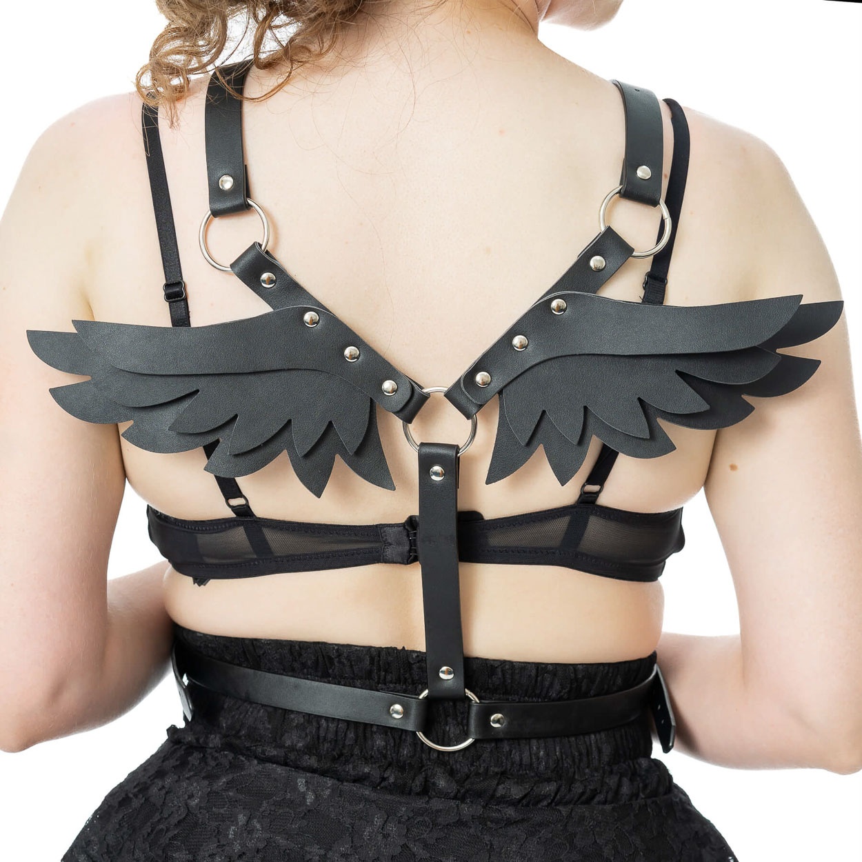 Poizen Industries | Harnas Angel wings, veggie leather met O-ringen en gespen Poizen Industries | Harnas Angel wings, veggie leather met O-ringen en gespen
