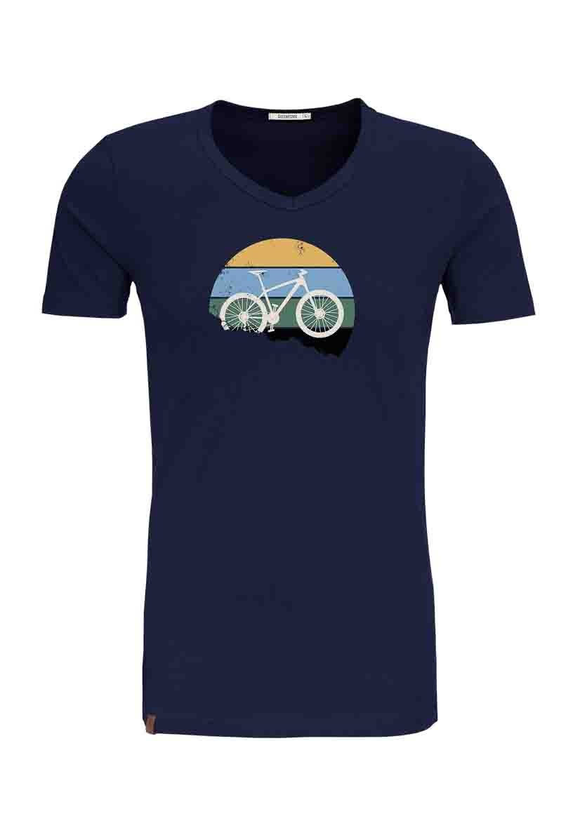 Green Bomb | T-shirt Bike downhill, navy blauw bio katoen