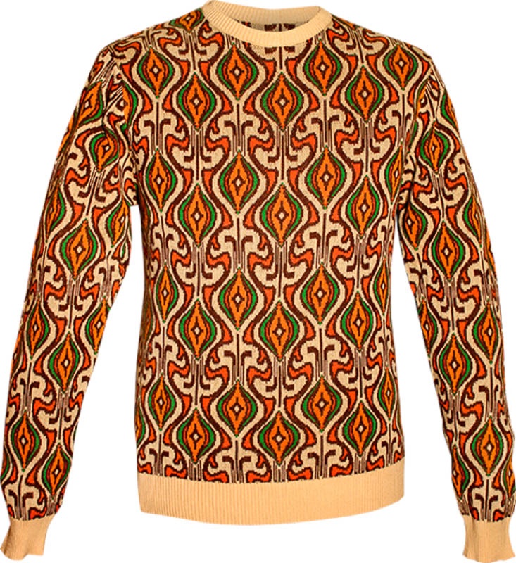 Chenaski | Retro trui Onion met creme, oranje en groen 70's motief