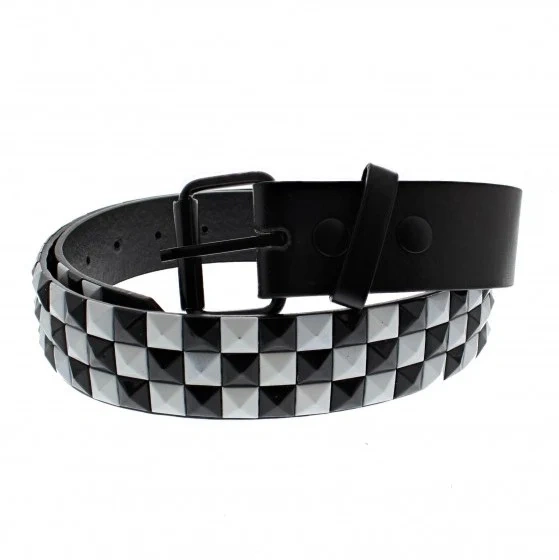 Zacharia | Riem van PU met 3 rijen zwart witte piramides studs Zacharia | Riem van PU met 3 rijen zwart witte piramides studs