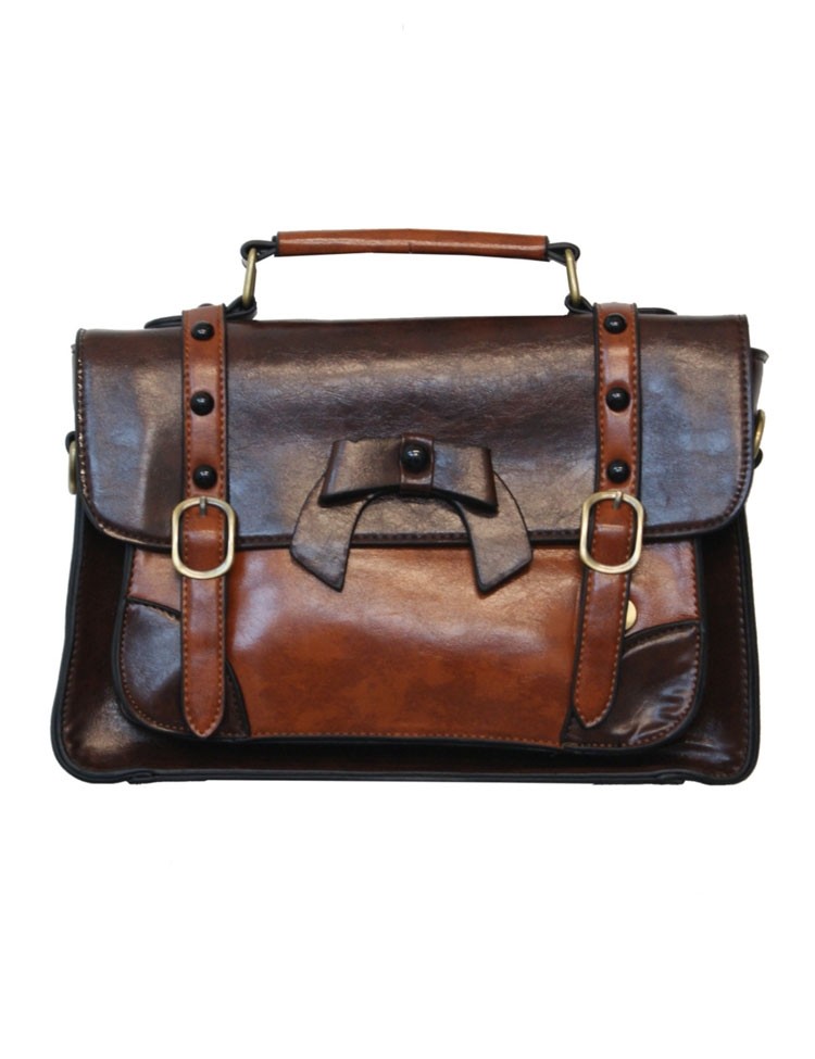 Banned | Handtas Buckle met strikje retro, dark coffee