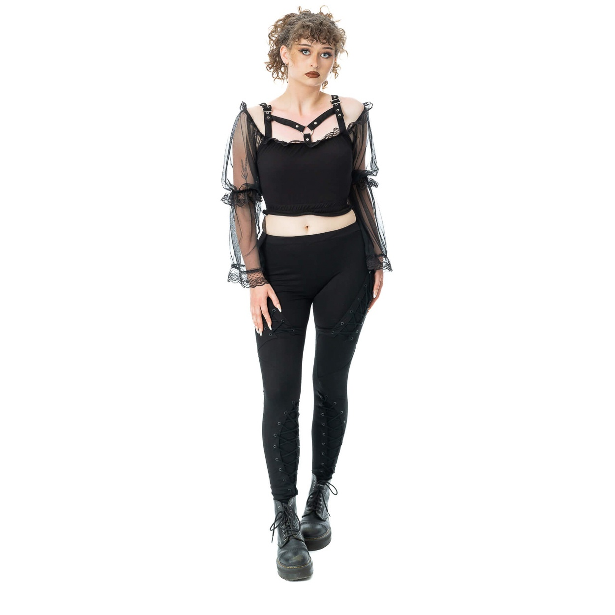 Poizen Industries | Punky legging Nightshade met veterdetails