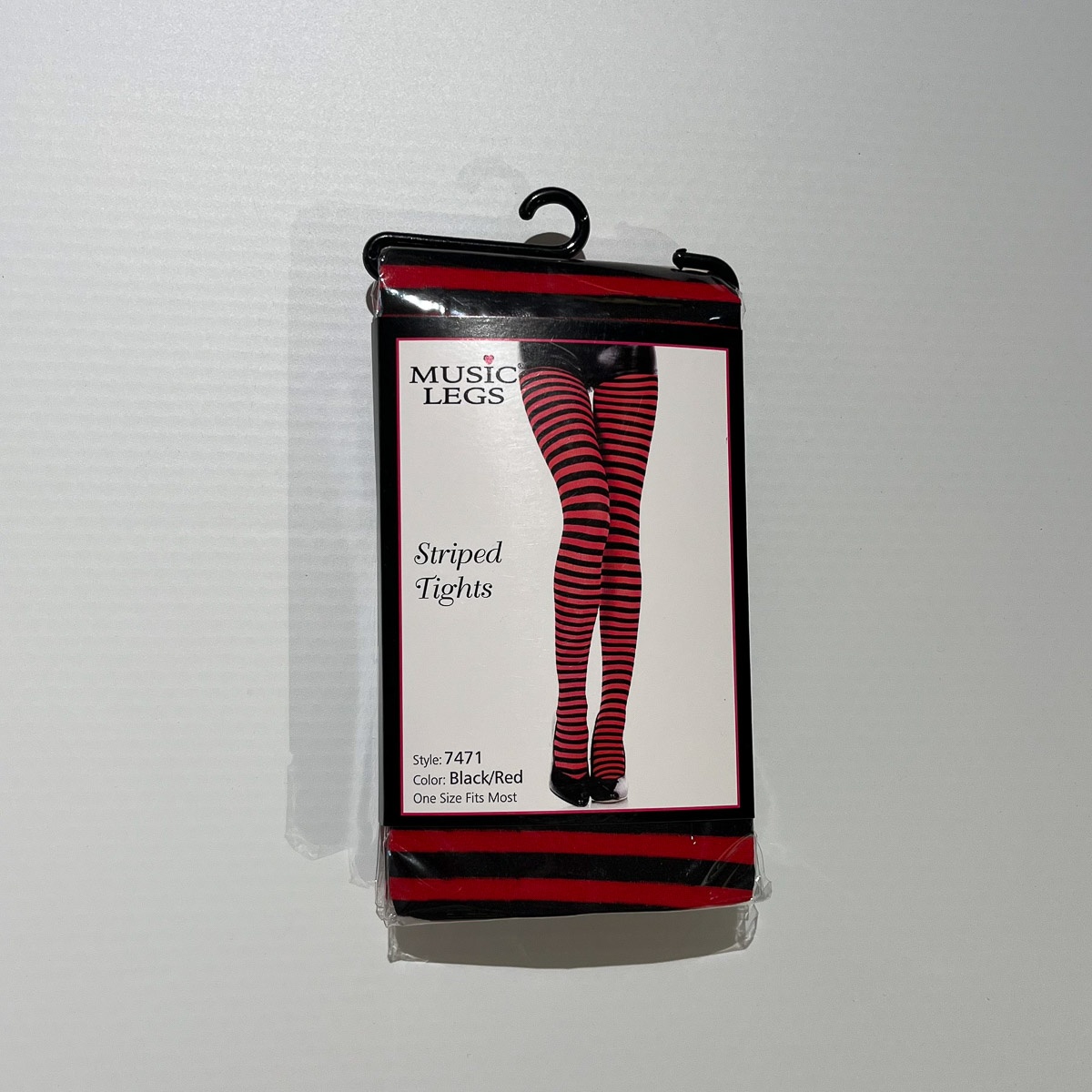 Music Legs | Zwarte rood gestreepte panty, smalle strepen