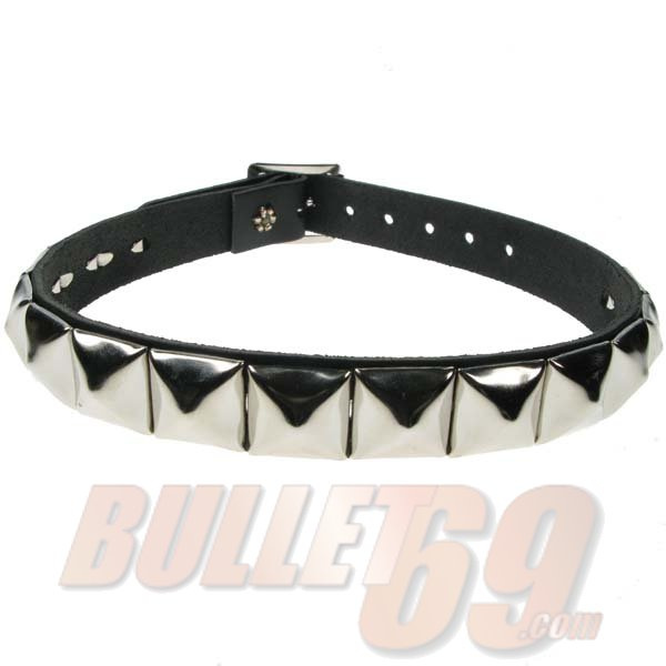 Bullet69 | Choker zwart leer met metalen pyramide studs Bullet69 | Choker zwart leer met metalen pyramide studs