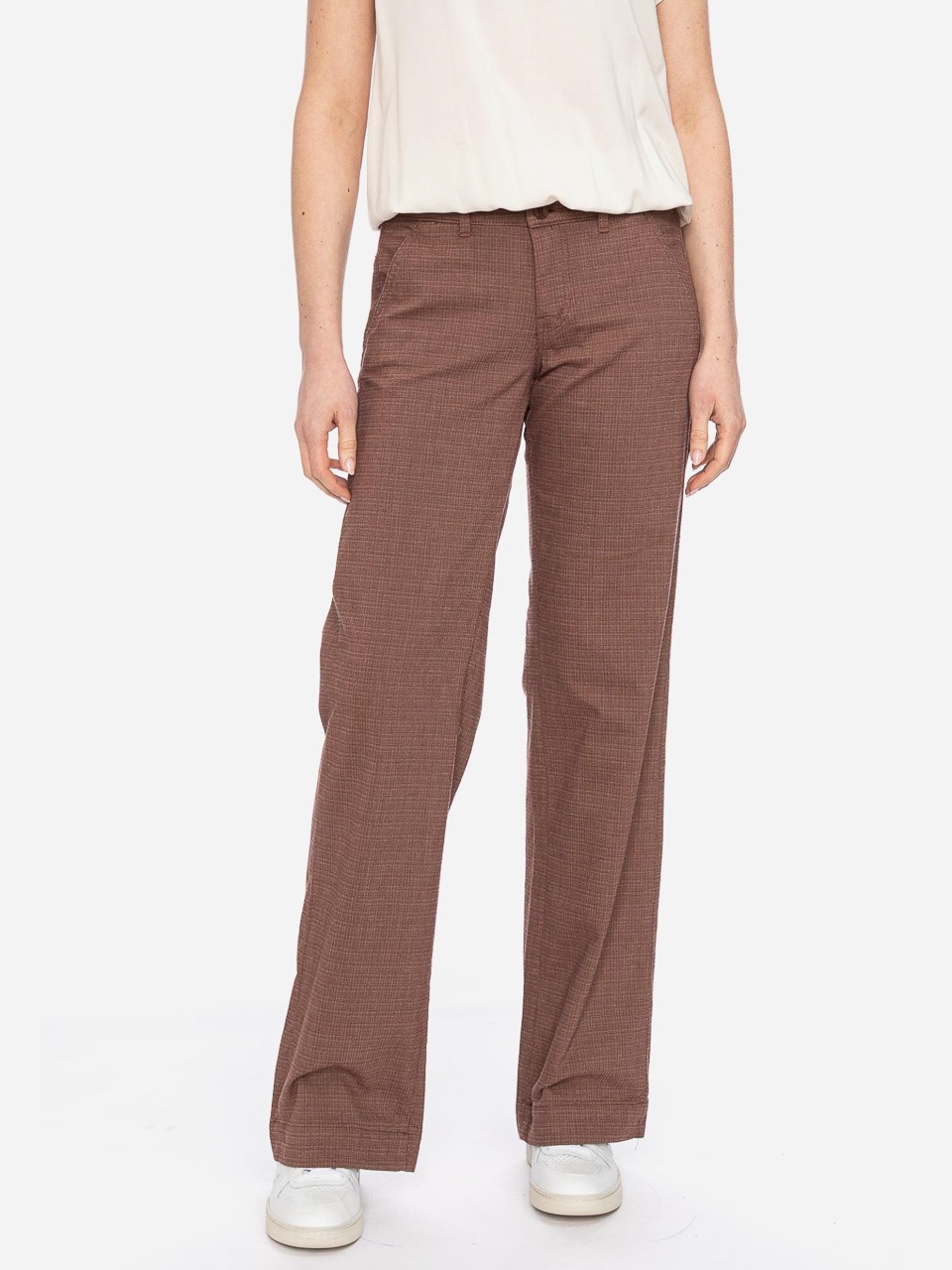 ATO Berlin | Pantalon Lilia, bruin met beige gemêleerde structuur ATO Berlin | Pantalon Lilia, bruin met beige gemêleerde structuur