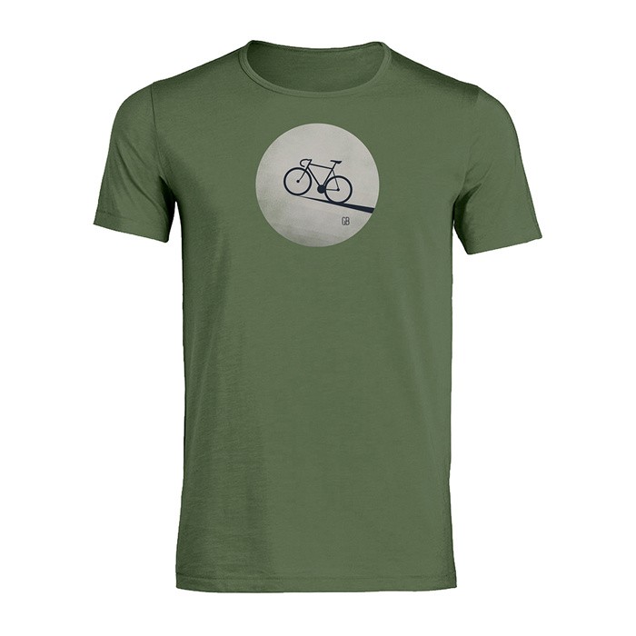 T-shirt Bike moon, staal groen bio katoen T-shirt Bike moon, staal groen bio katoen