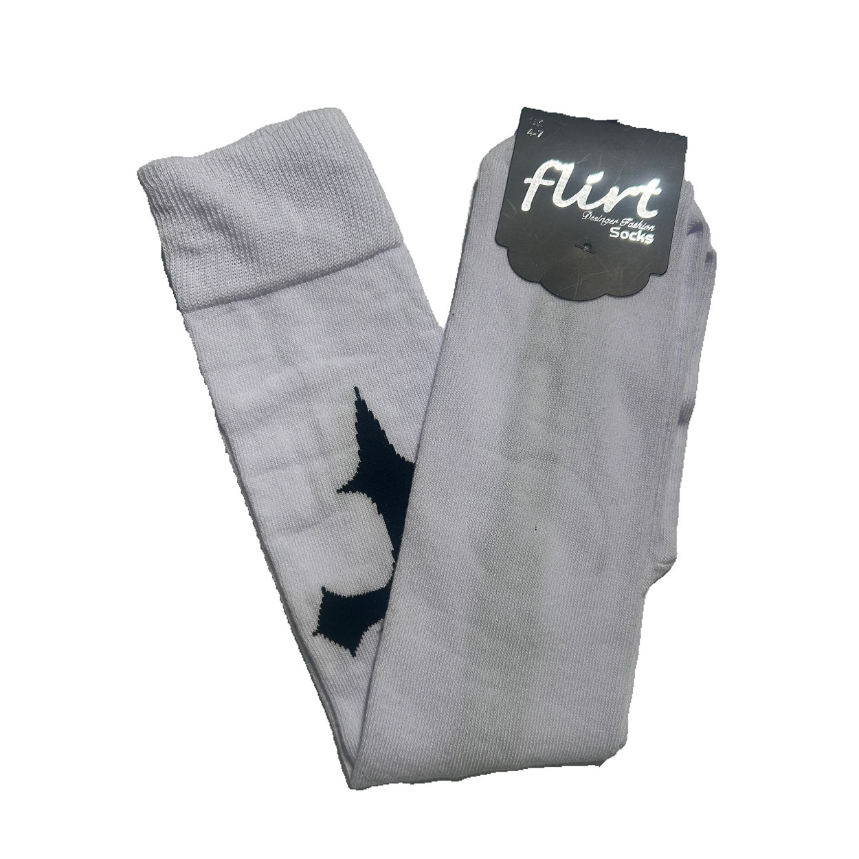 Flirt | Lange witte gothic sokken met een zwart kruis