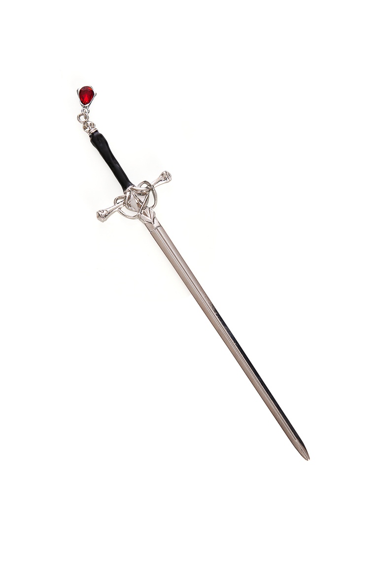 Banned | Haarstick zilveren dolk met rode diamant Banned | Haarstick zilveren dolk met rode diamant