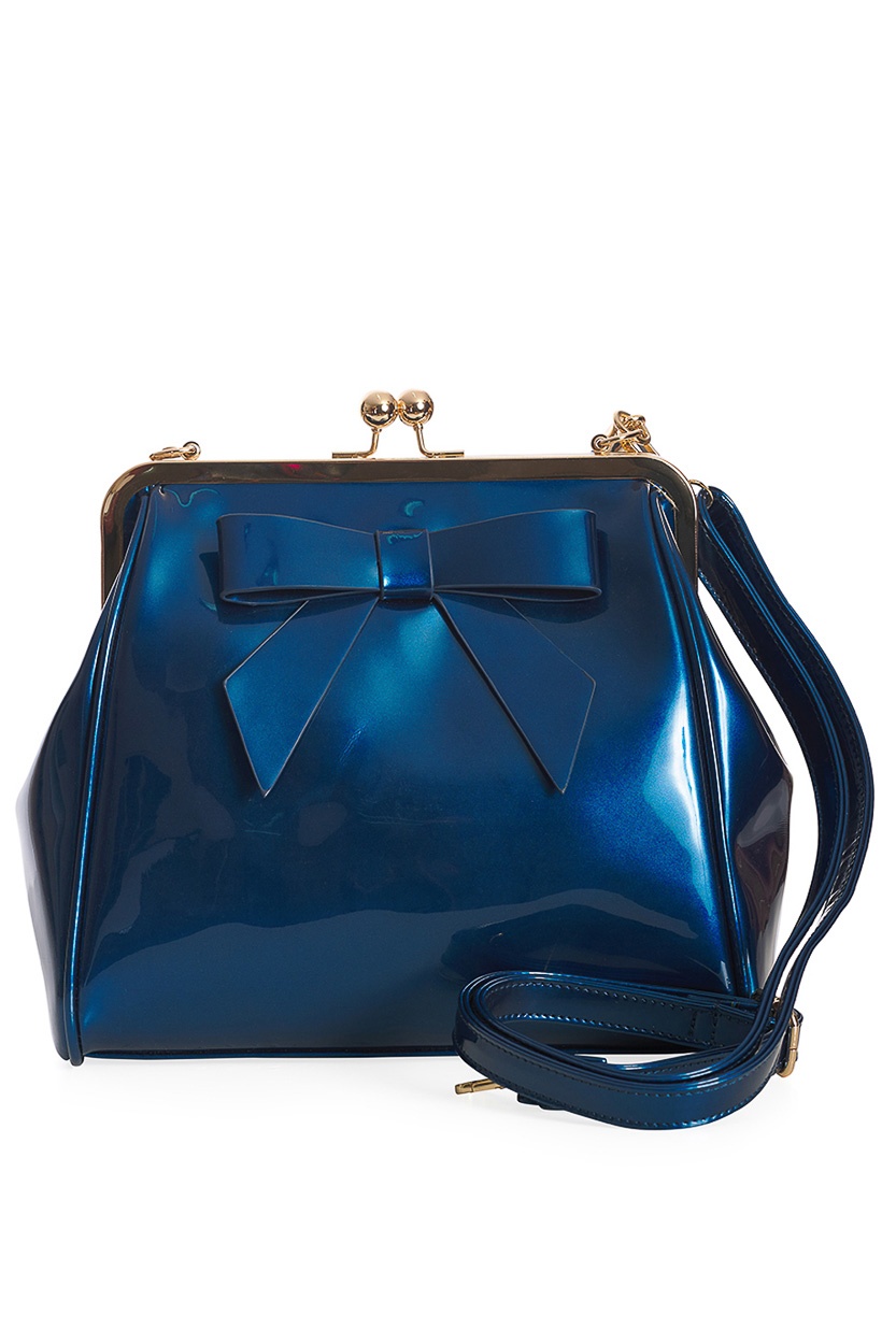 Banned | Vintage Tealblue American, handtas met klipsluiting Banned | Vintage Tealblue American, handtas met klipsluiting