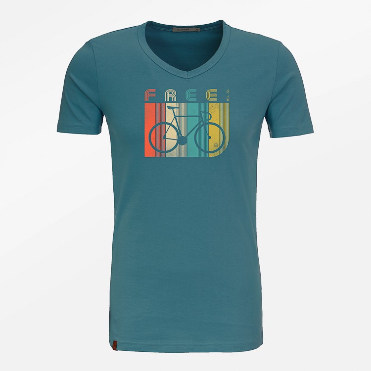 T-shirt Bike Retro Stripes, storm blauw T-shirt Bike Retro Stripes, storm blauw