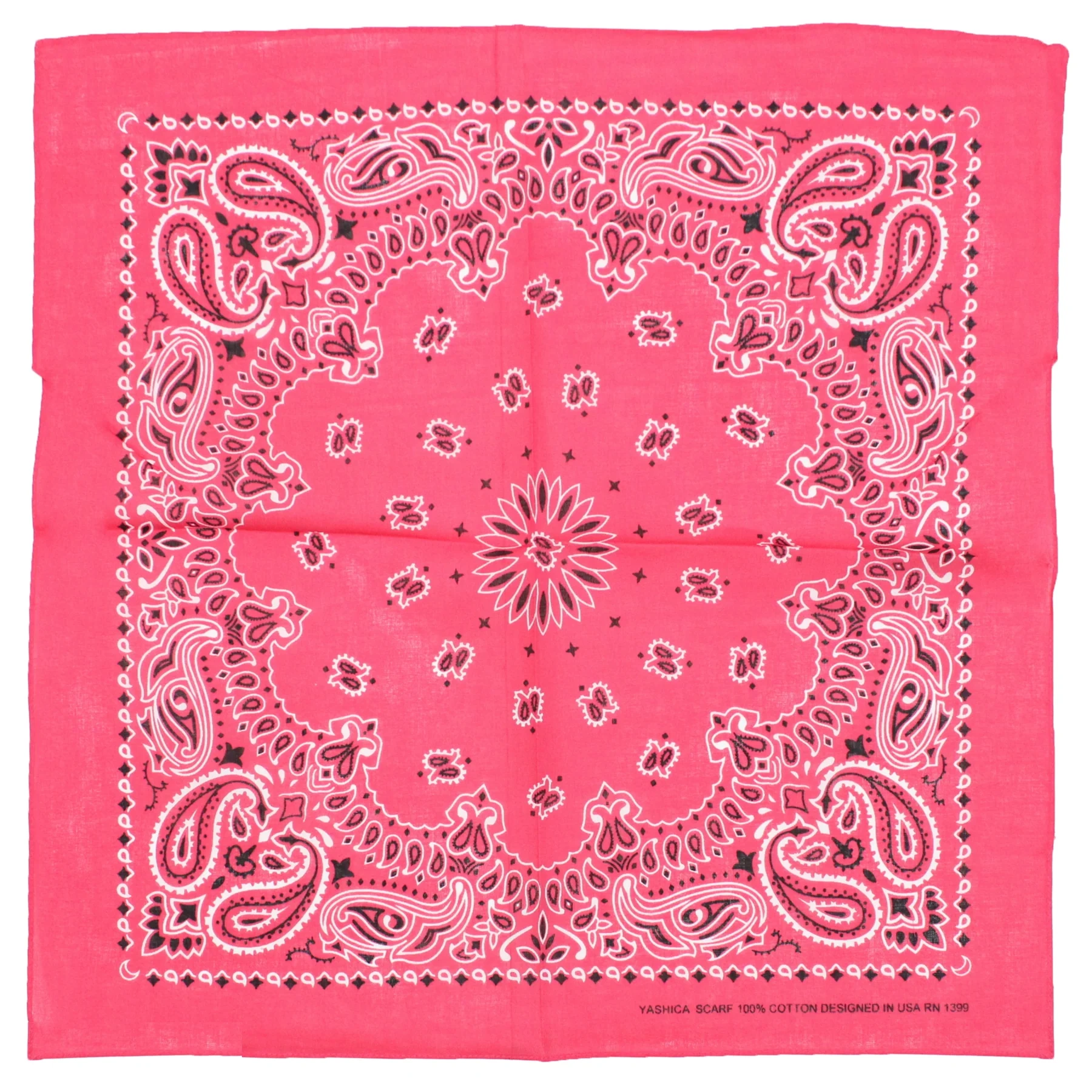 Zacharia | Bandana fuchsia met rond wit retro paisley patroon 