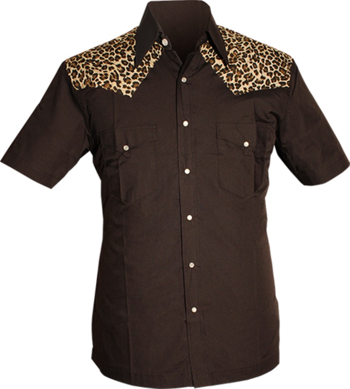 Chenaski | Overhemd korte mouw, Cowboy leopard black