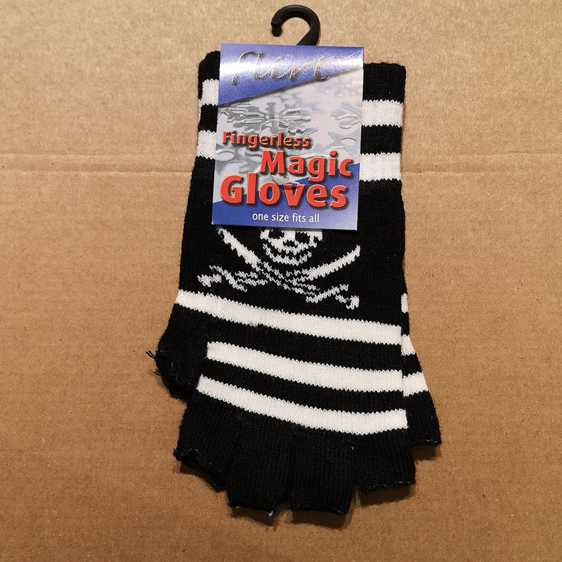Flirt | Vingerloze handschoenen zwart wit pirate skull Flirt | Vingerloze handschoenen zwart wit pirate skull