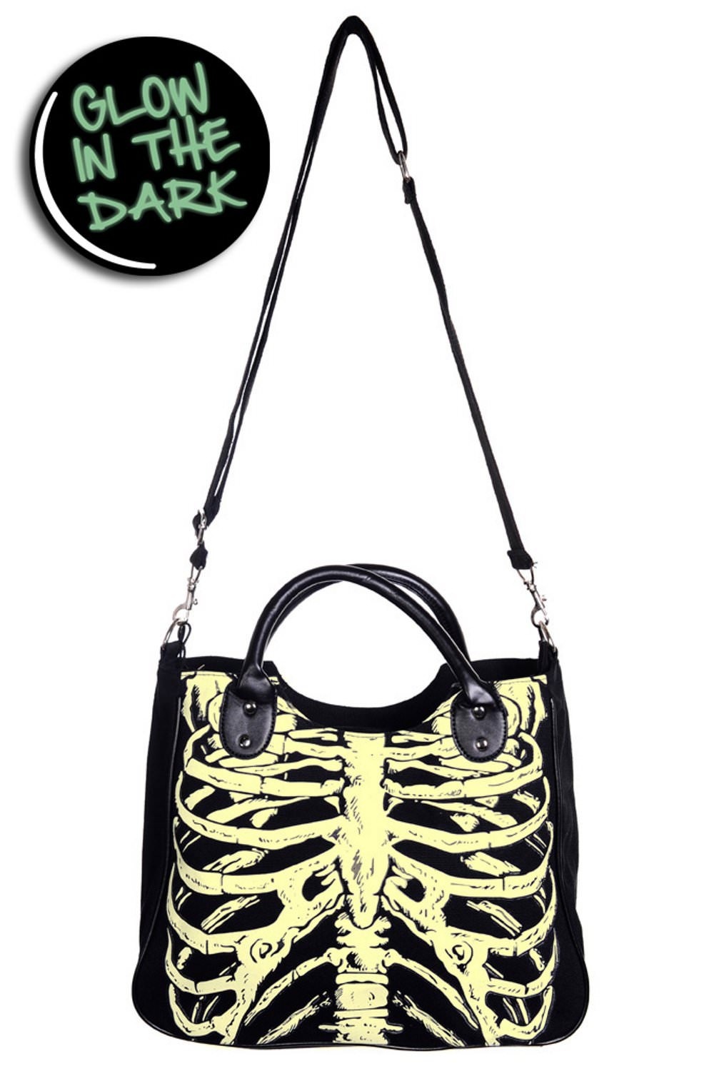 Banned | Hand- schoudertas met Glow in the dark Skeleton
