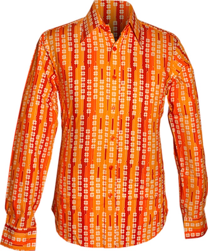 Chenaski | overhemd Seventies Shamrock oranje met klaverblaadjes