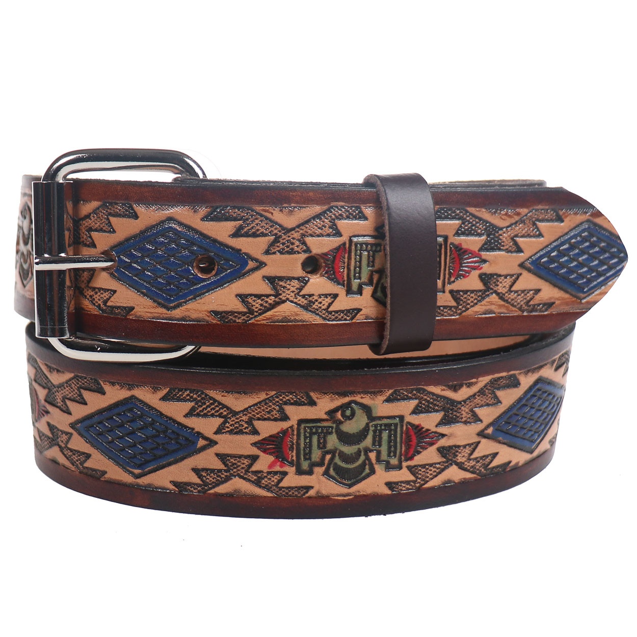 Bullet69 | Leren riem, 38mm met American Aztec eagle 