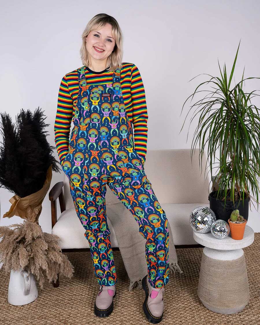 Run & Fly | Tuinbroek, Rainbow frogs, met blije kikkers