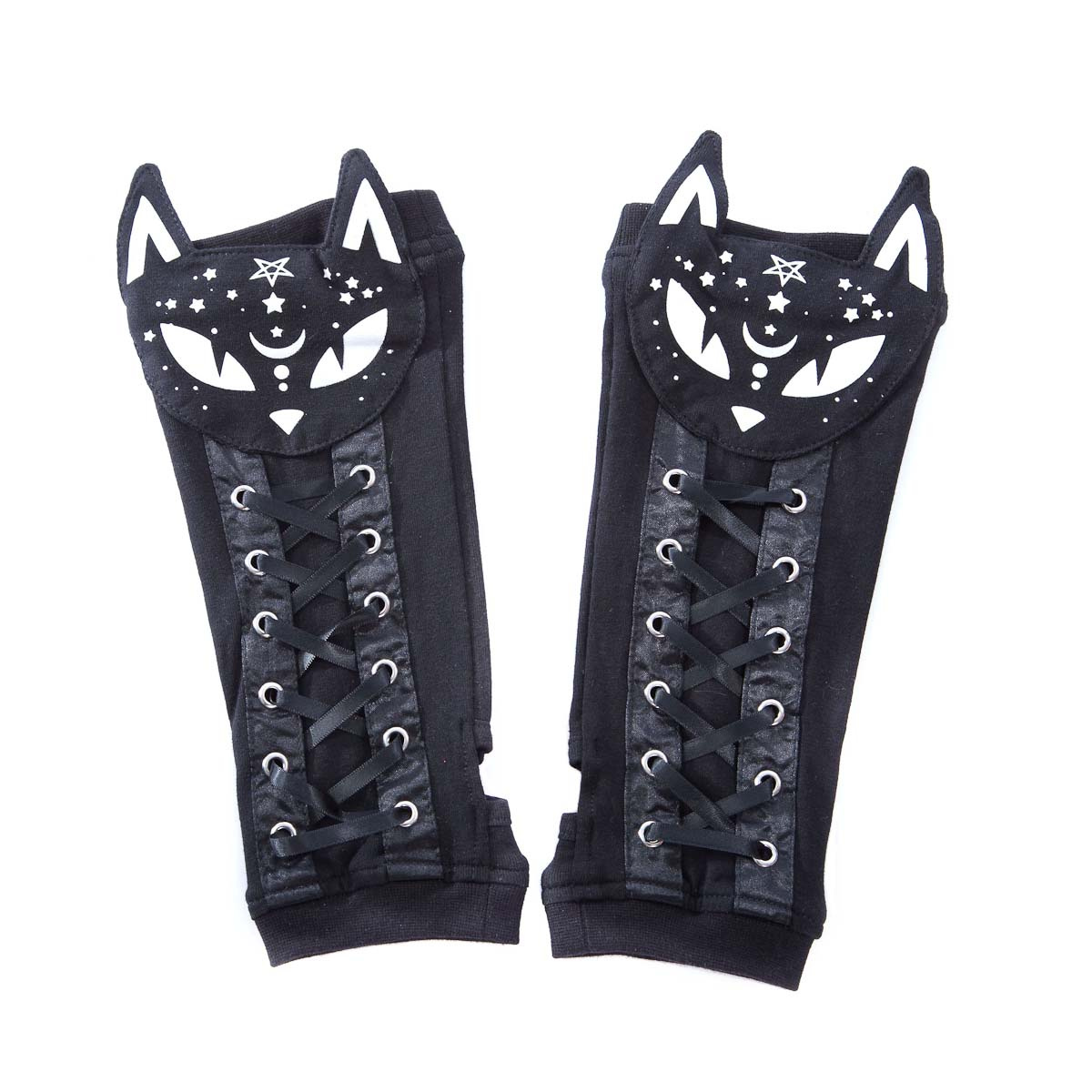 Poizen Industries | Armwarmers Dark Kitty zwart wit