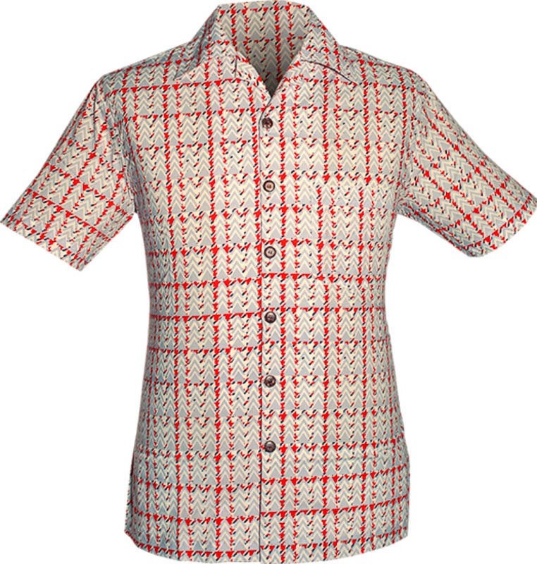 Chenaski | Overhemd korte mouw, Shinori mountains, creme grijs rood