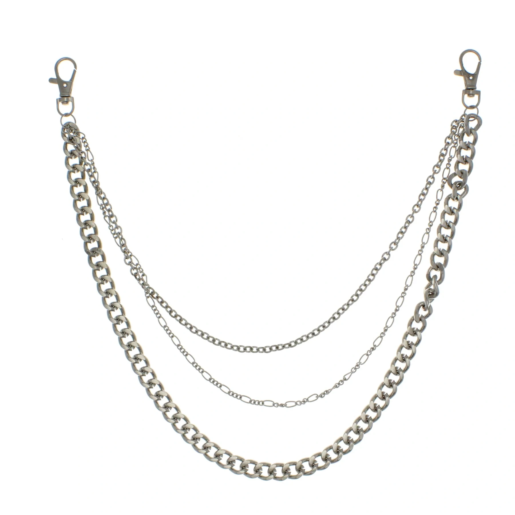 Zacharia | 3 dubbele heupketting met grove en fijne kettingen en clips Zacharia | 3 dubbele heupketting met grove en fijne kettingen en clips