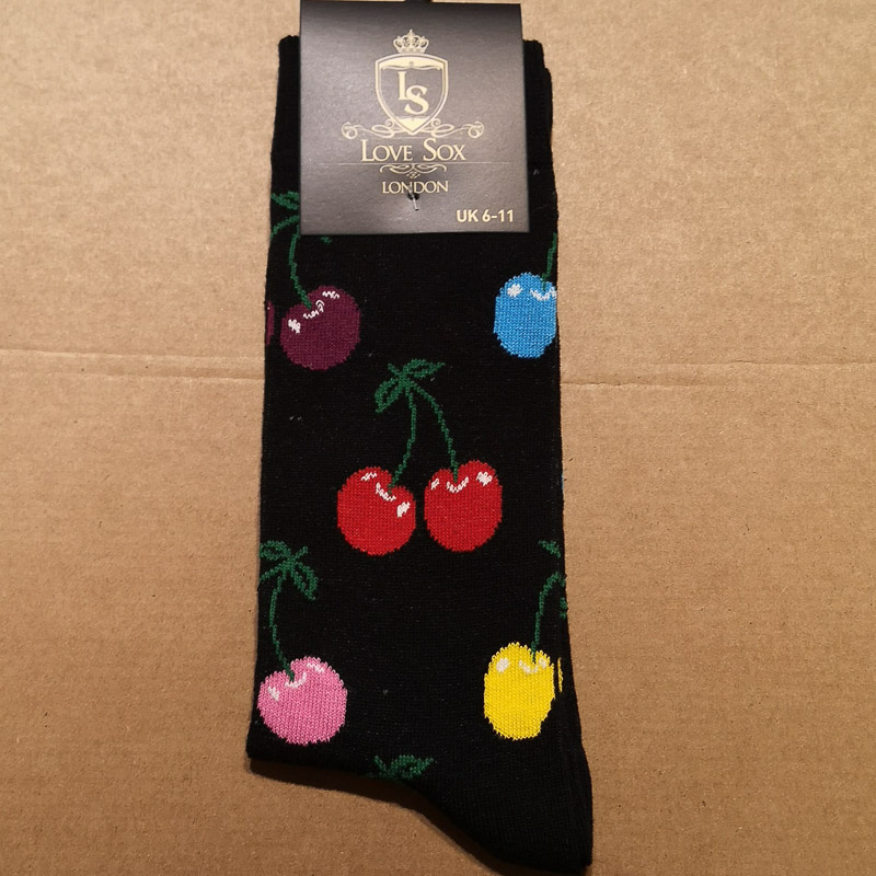 Love Sox | Zwarte sokken met gekleurde kersen