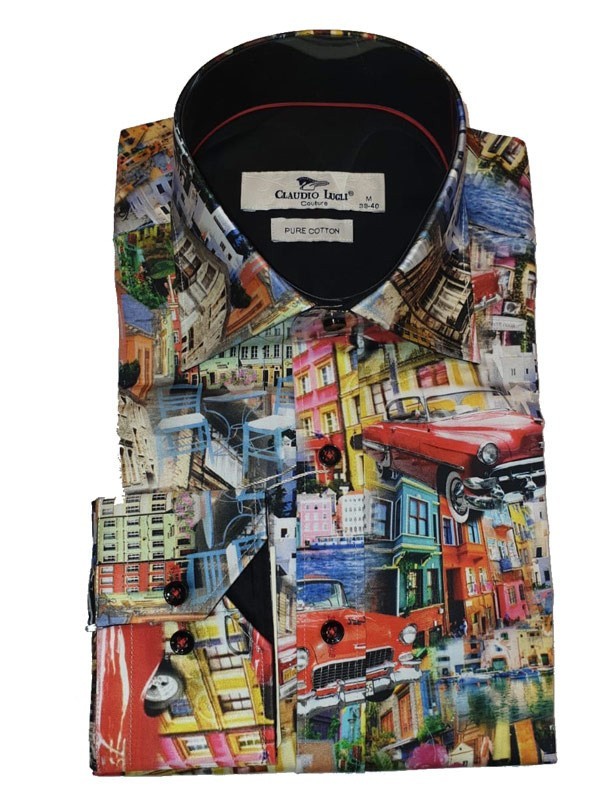 Claudio Lugli, overhemd met jaren 50 Dream car print Claudio Lugli, overhemd met jaren 50 Dream car print