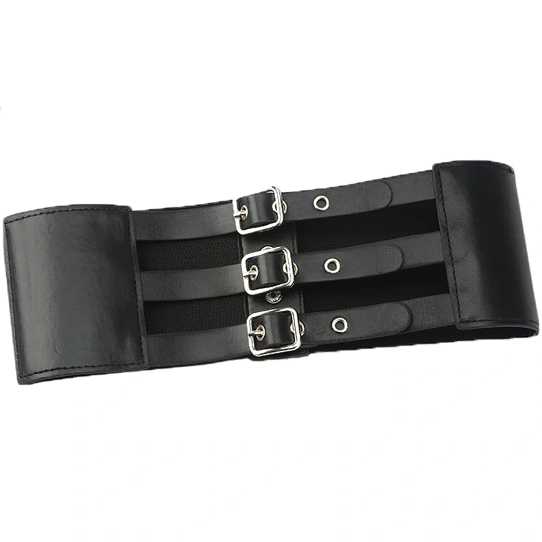 Zacharia | Gothic punk riem met elastiek, straps met 3 gespen