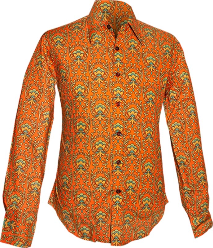 Chenaski | overhemd Seventies Wallpaper-Flower oranje, groen, turquoise