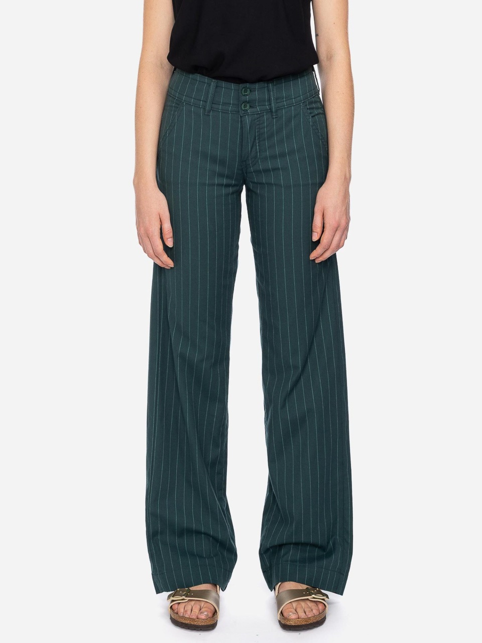 ATO Berlin | Pantalon Lilia, pine groen met mint pinstripe