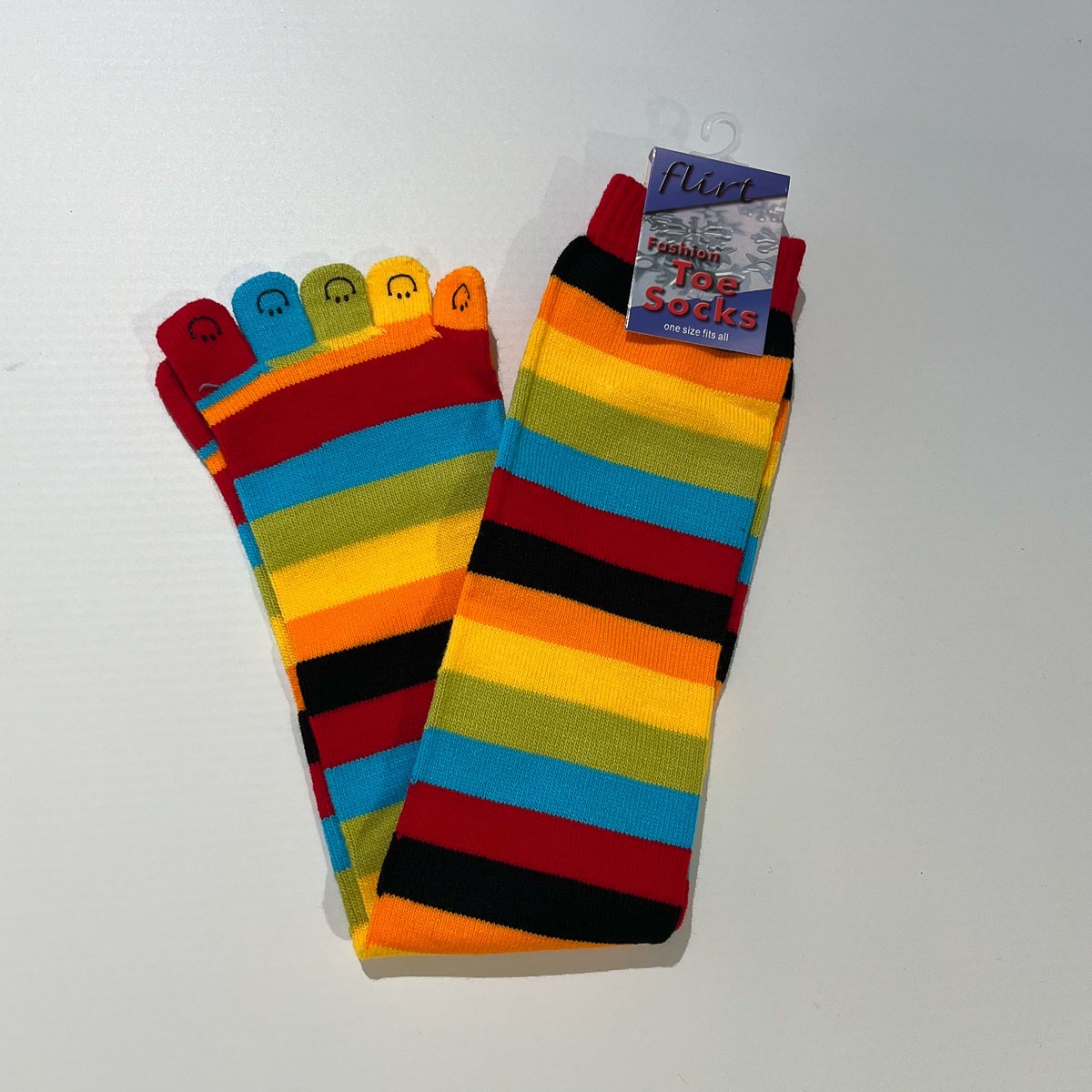 Flirt | Teensokken met regenboog strepen en smiley tenen