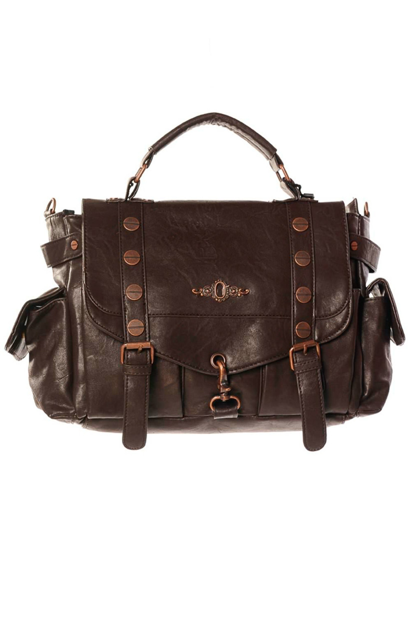 Banned | Handtas Mudflap twee kleuren bruin met keyhole Banned | Handtas Mudflap twee kleuren bruin met keyhole