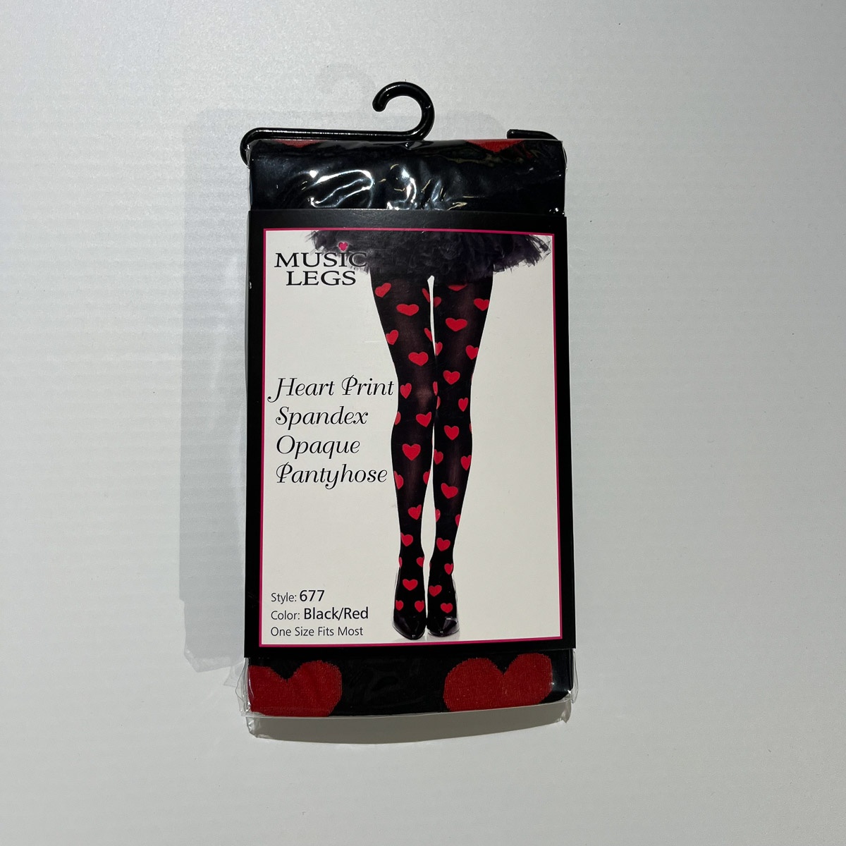 Music Legs | Zwarte panty met rode hartjes Music Legs | Zwarte panty met rode hartjes