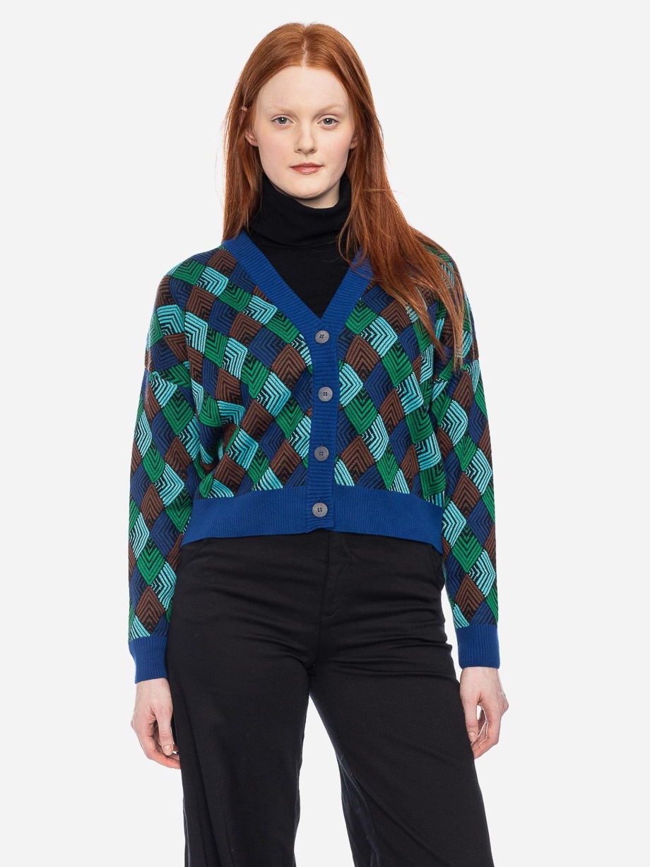 ATO Berlin | Vest Smilla met blauw bruin retro patroon