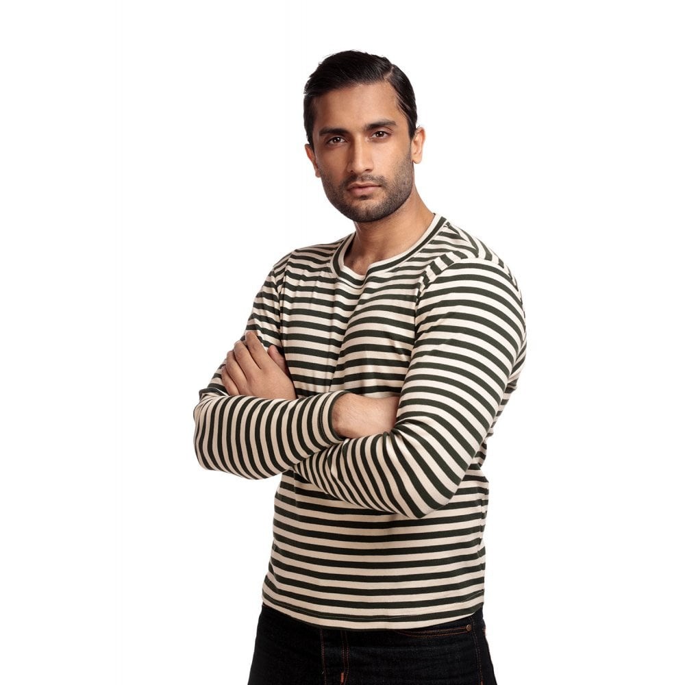 T-shirt met lange mouw gestreept, creme groen T-shirt met lange mouw gestreept, creme groen