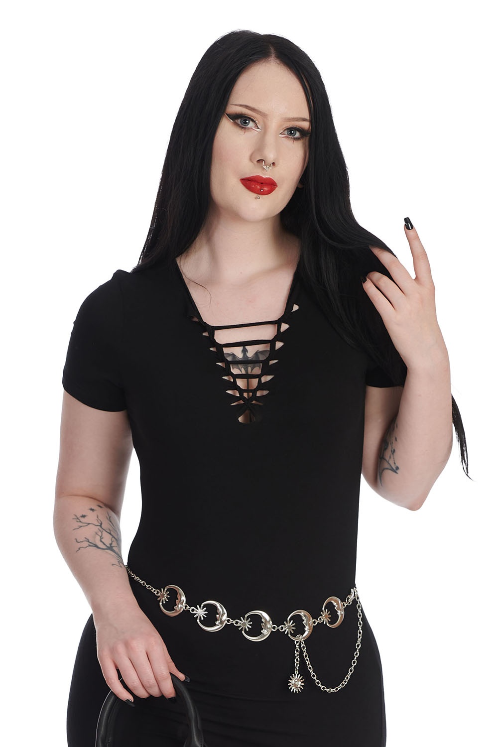 Banned | Heupketting silver crescent met maantjes, sterren en zonnetje