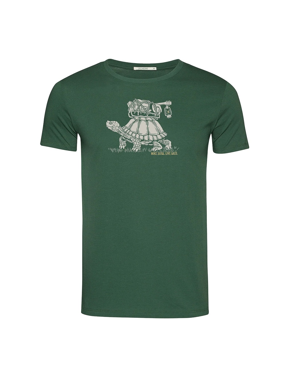 Green Bomb | T-shirt Turtle walk, bottle green bio katoen