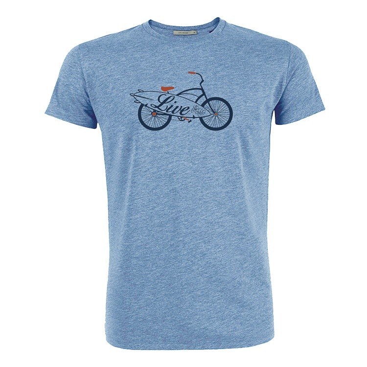 T-shirt bike live bio katoen mid heather blue T-shirt bike live bio katoen mid heather blue