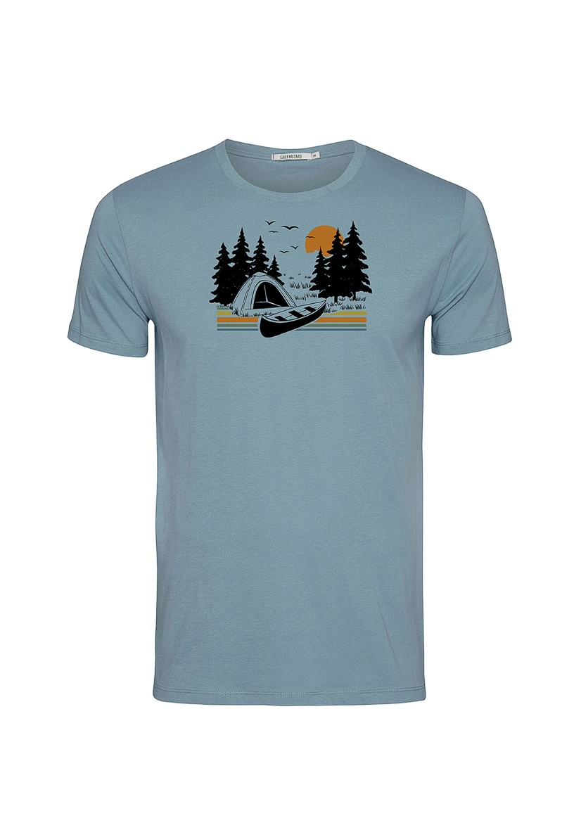 Green Bomb | T-shirt Nature canoe tent, licht blauw bio katoen