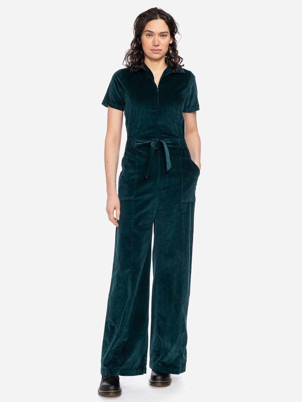 ATO Berlin | Jumpsuit Olivia van zee blauw-groene bio-ribcord katoen mix