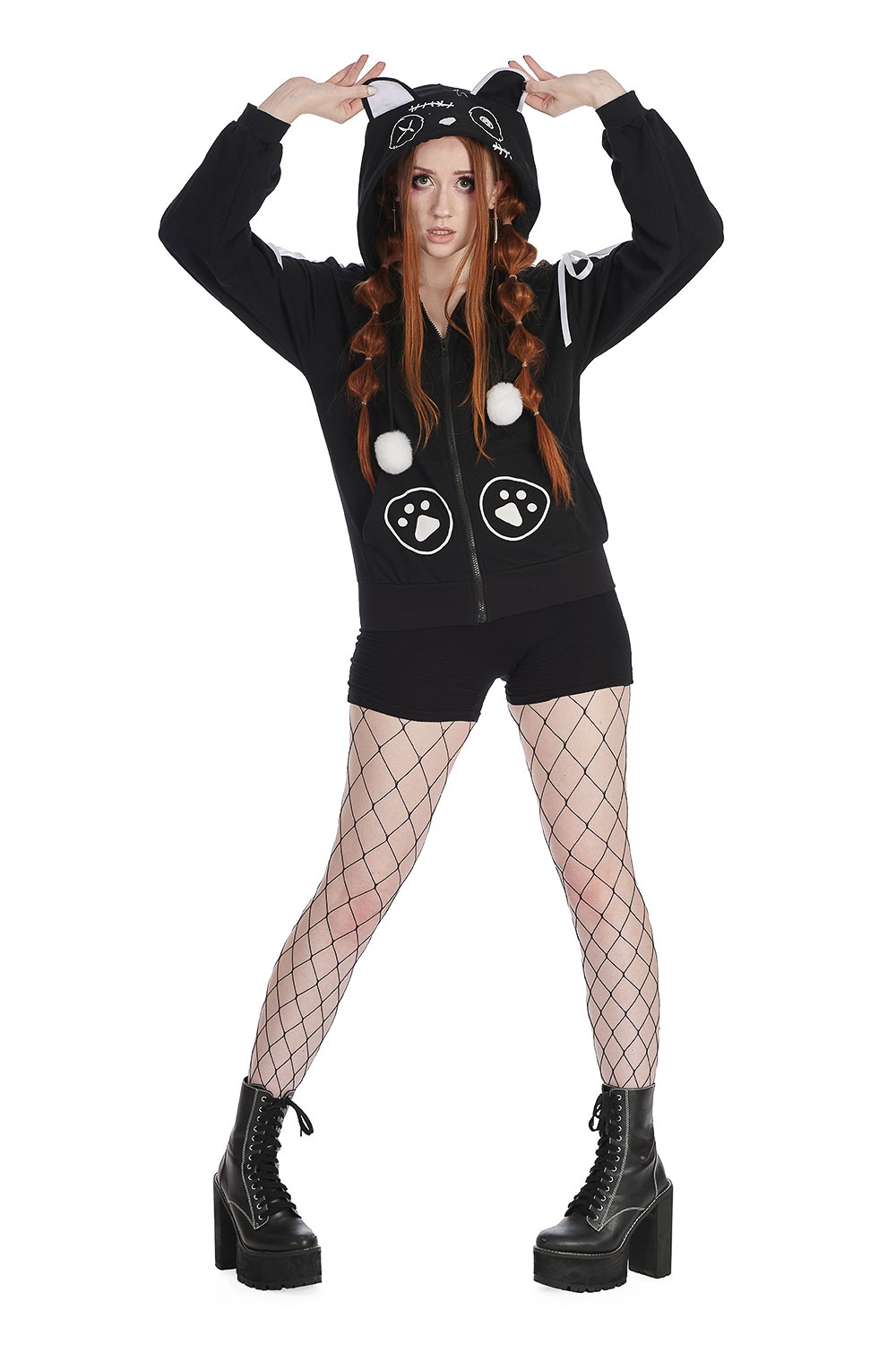 Banned | Fuzzy me Hoodie met pompom en pootjes