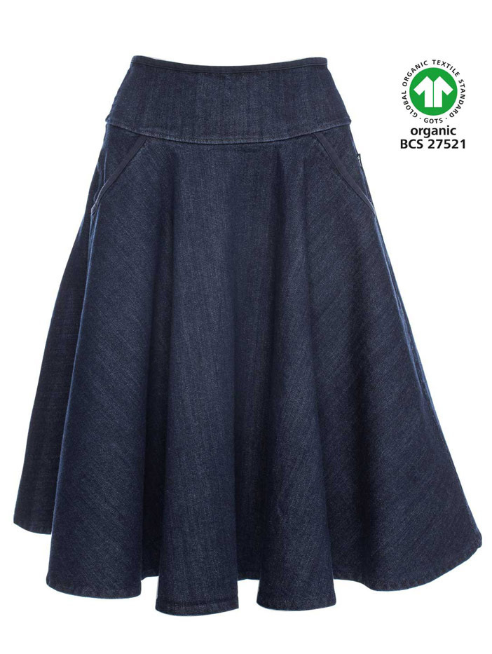 ATO Berlin | Rok Marta, donkerblauwe denim, knielang ATO Berlin | Rok Marta, donkerblauwe denim, knielang