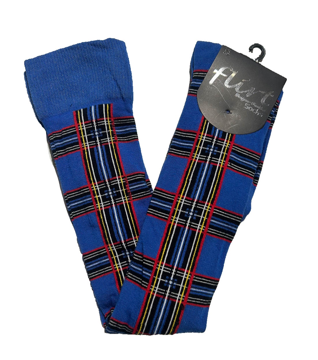 Flirt | Overknee sokken met blauwe tartan print